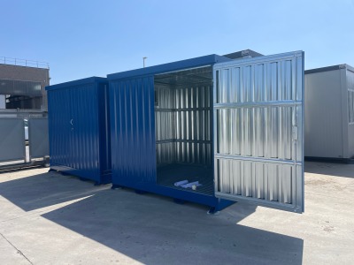 Container di stoccaggio in lamiera zincata con vasca